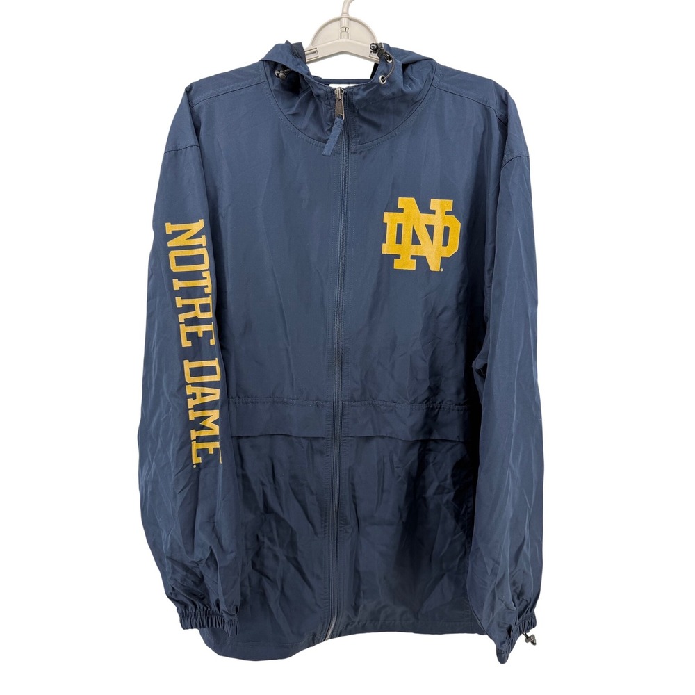 Champion Notre Dame Fighting Irish Windbreaker Jacket Navy Blue Mens XL CB1015